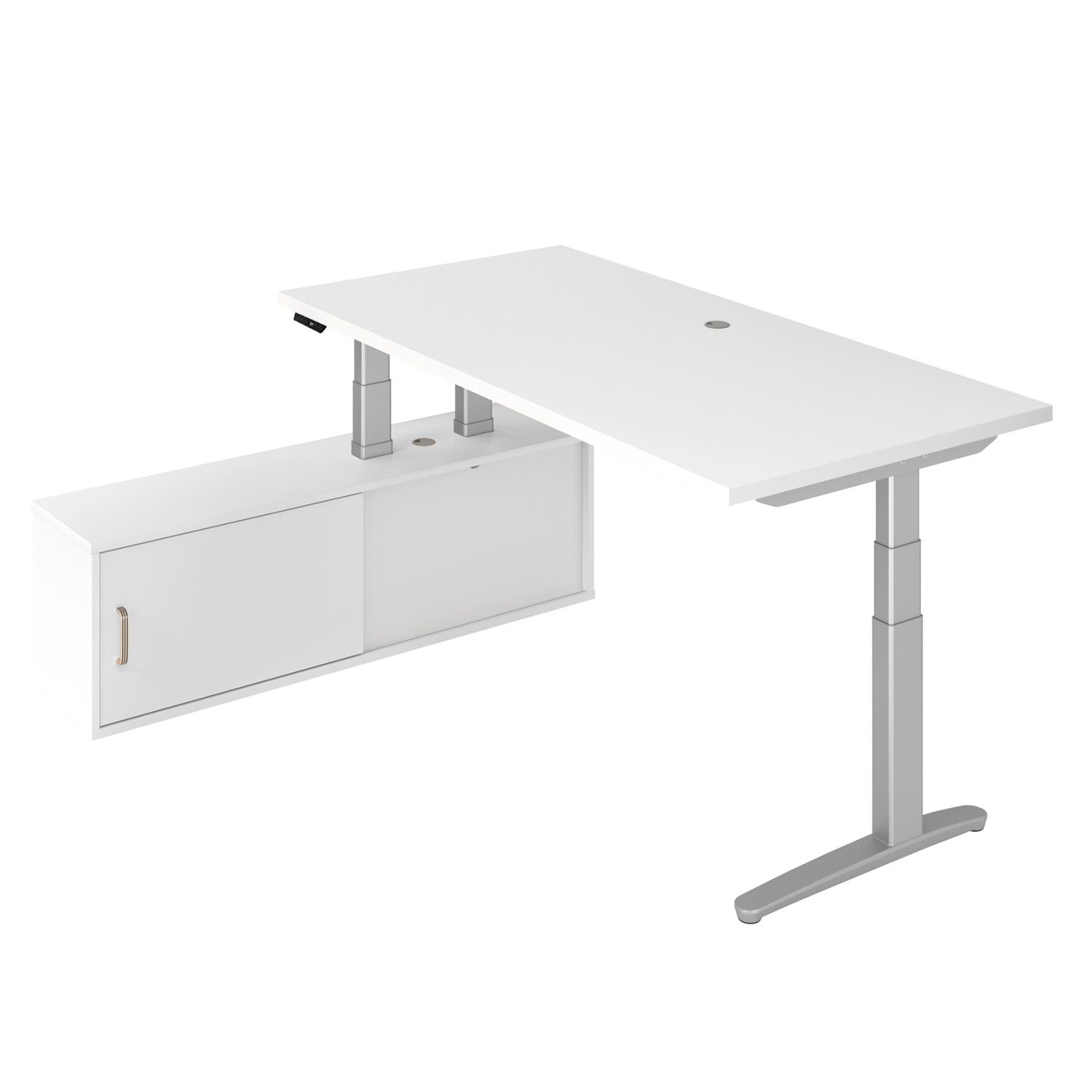 Höhenverstellbarer Schreibtisch mit Sideboard DENVER für Chefbüros