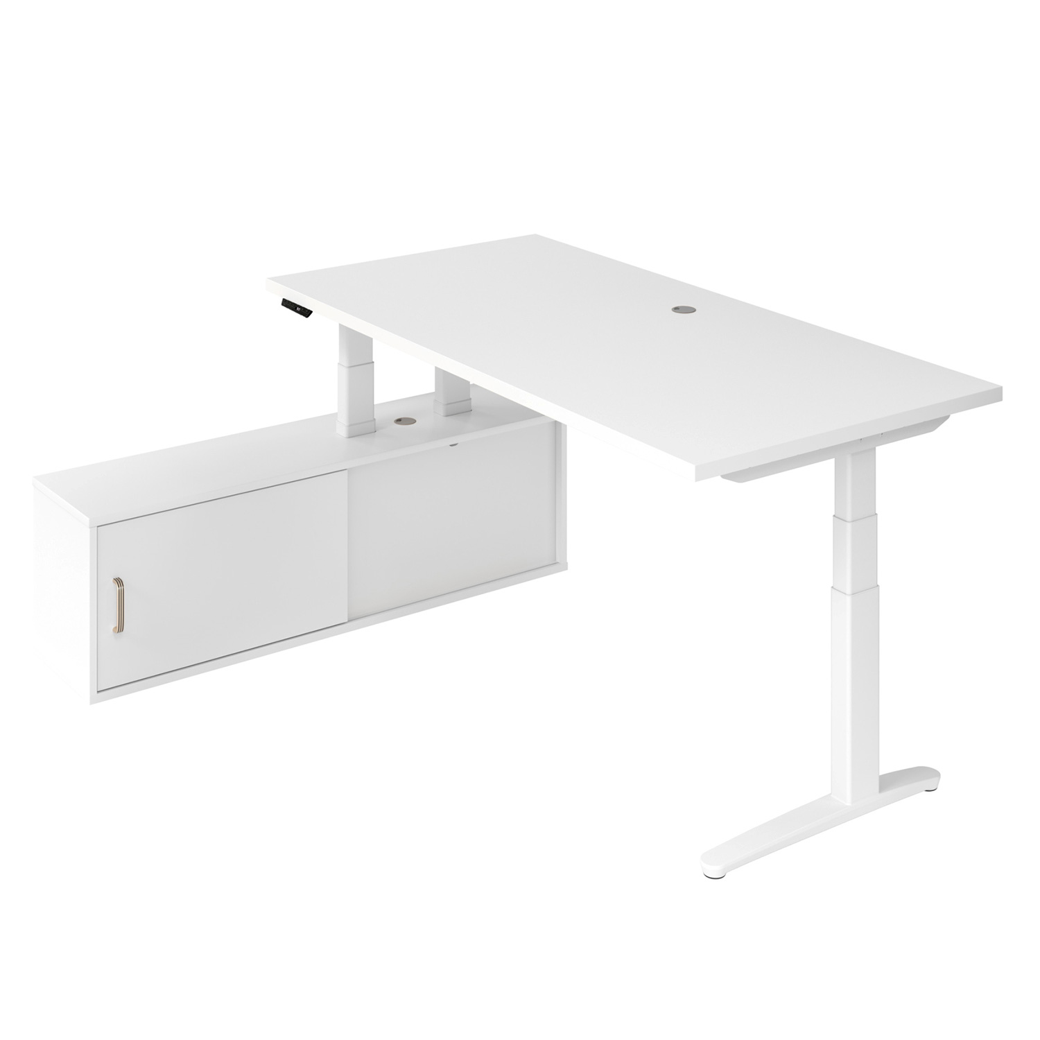 Höhenverstellbarer Schreibtisch mit Sideboard DENVER für Chefbüros